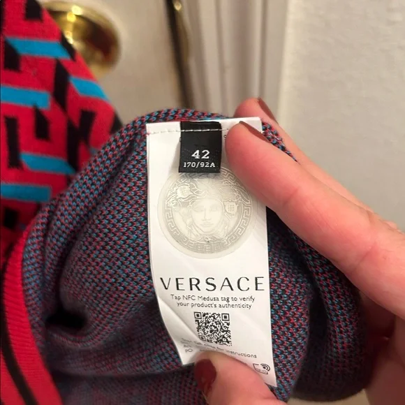 Versace Red and Blue Patterned Dress